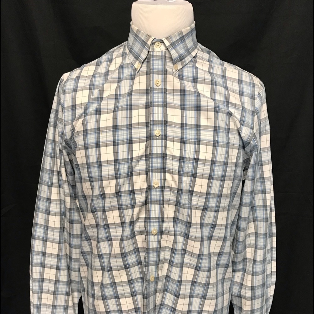 Nordstrom men’s Play it in blue gray White long sleeve button down shirt sz LG